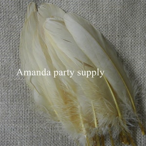 50 pcs light brown goose Feathers goose Round Quill Feathers 5-7inch long