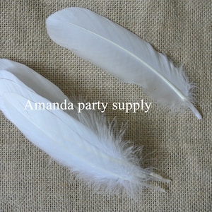 50 pcs white goose Feathers goose Round Quill Feathers 5-7inch long