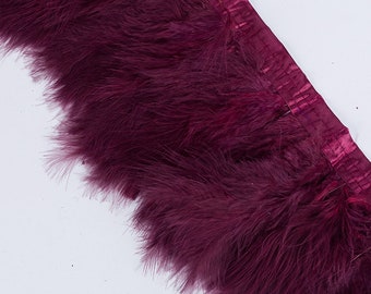 2 meters dark burgundy turkey feather fringe marabou feather trim #19