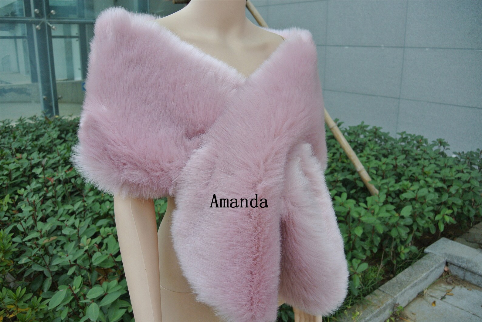 Blush Pink Faux Fur Stole Wedding Bridal Faux Fur Wrap Shawl Stole