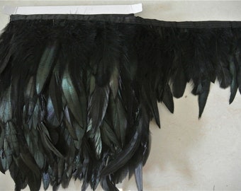 10 yards black rooster feather trim rooster feather fringe coque feather for sewing craft supply