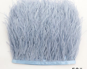 55 colores azul gris 4-5 pulgadas de ancho pluma de avestruz borde 1 yarda pluma de avestruz para coser suministros de artesanía