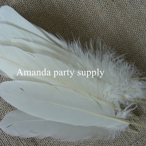 50 pcs ivory goose Feathers goose Round Quill Feathers 5-7inch long