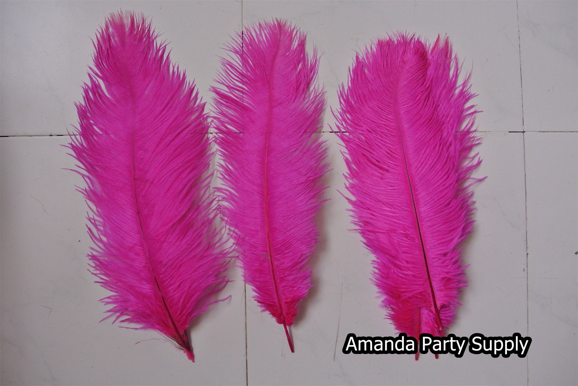 50 Pcs Hot Pink Fuchsia Ostrich Feathers Plumes for Wedding