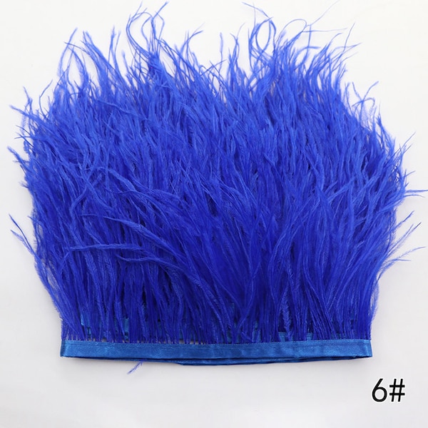 55 couleurs bleu royal garniture de plumes d’autruche 4-5 pouces de large plume d’autruche garniture 1 yard plume d’autruche pour la fourniture d’artisanat de couture