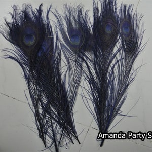 30 pcs navy blue peacock feathers plumes 10-12inches for wedding centerpiece supply craft prom supply