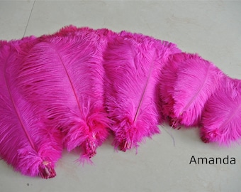 50 pcs hot pink ostrich feathers plume 5-22inches for wedding centerpiece supply party craft supply