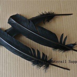 100 pcs black Turkey Feathers Turkey Round Quill Feathers 12inch long