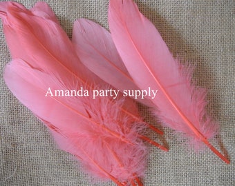 50 pcs peach pink goose Feathers goose Round Quill Feathers 5-7inch long