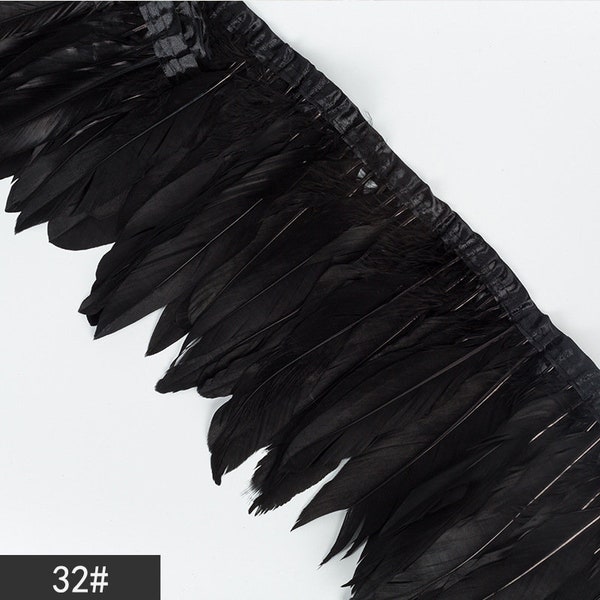 2 yards black goose feather trim fringe goose feather trim for dress sewing party supply #32