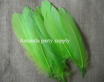 50 pcs lime green goose Feathers goose Round Quill Feathers 5-7inch long