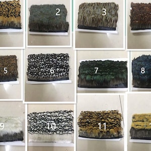 Könnte beinhalten: Zwölf verschiedene Arten von Federschmuck, jede mit einer anderen Farbe und einem anderen Muster. Der Besatz ist etwa 2,5 cm breit und perfekt, um jedem Projekt einen Hauch von Eleganz zu verleihen.