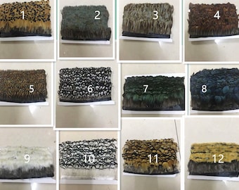 1 yard pheasant tail feather trim 2-2.5inch wide fringe pheasant feather for sewing craft supply