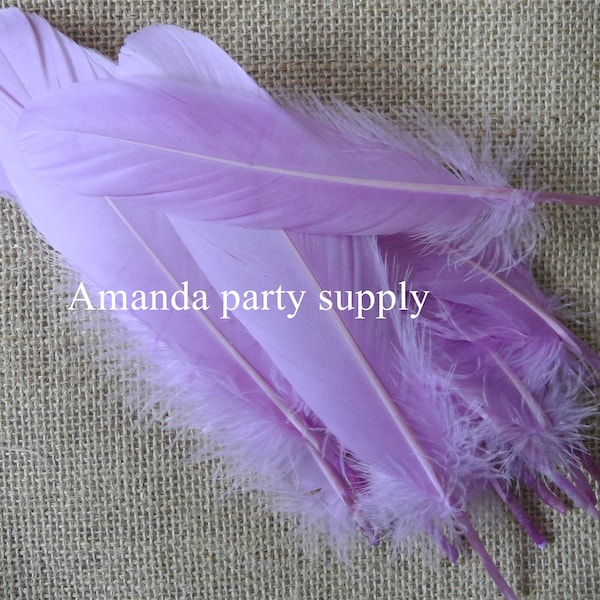 50 pcs light purple lavender goose Feathers goose Round Quill Feathers 5-7inch long