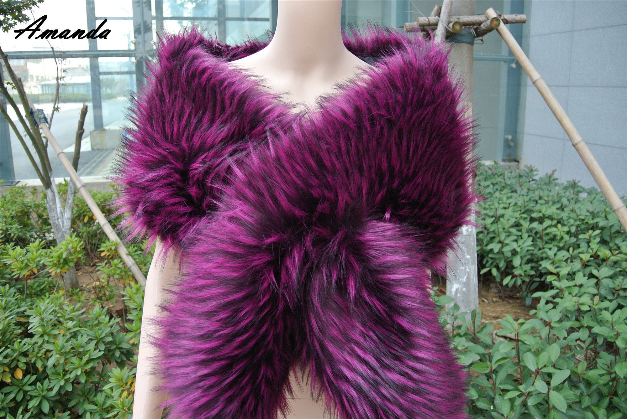 Purple Faux Fur Stole Wedding Bridal Faux Fur Wrap Shawl Stole Wedding