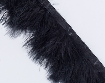 1 yard black feather fringe marabou feather trim #24