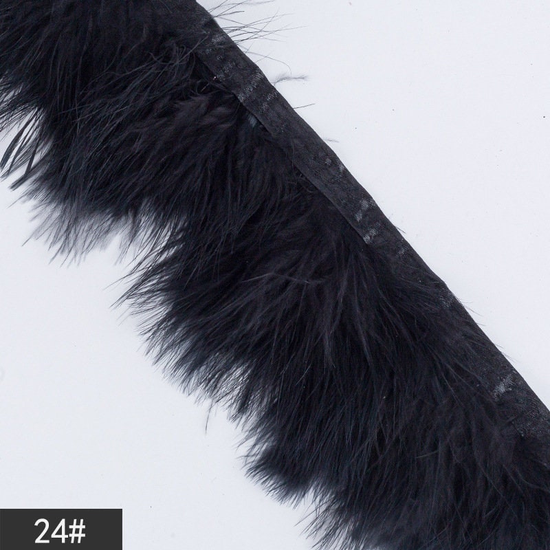 Soarer Black Ostrich Feather Trim - 2Yards 5-7inch Feathers Fringe Trim for  DIY Sewing Clothing,Latin Dress,Halloween Home Party(Black)