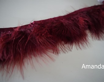1 yard dark burgundy feather fringe marabou feather trim #66