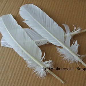100 pcs white Turkey Feathers Turkey Round Quill Feathers 12inch long