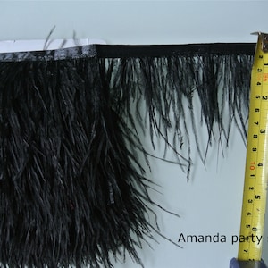 10 yards 3-4inch wide black ostrich feather trim ostrich feather fringe ostrich feather for sewing craft supply