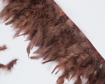28colors 1 meters dark brown turkey feather trim Chandelle trim Feather trim fringe 4-5 inch wide color 18
