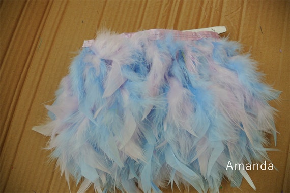 Light Blue Chandelle Feather Trim