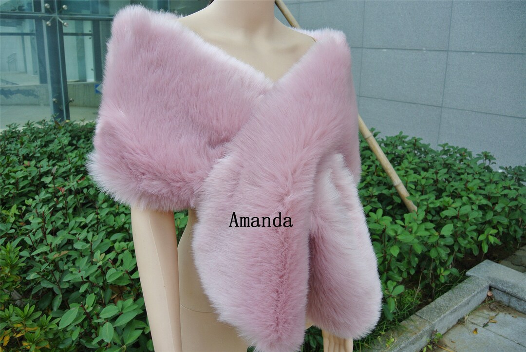 blush pink faux fur shawl