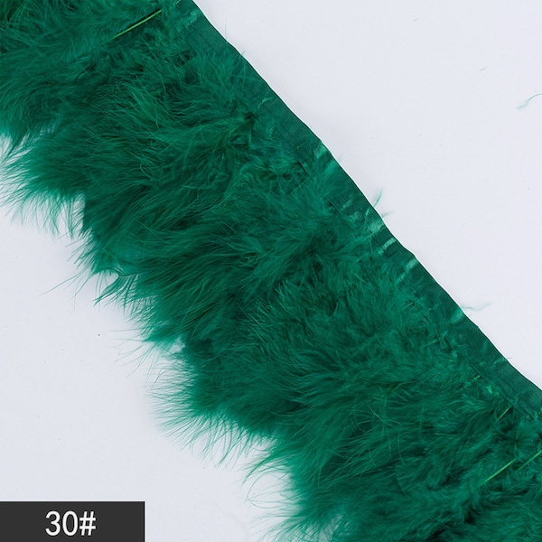 2 meters emerald green dark green turkey feather fringe marabou feather trim #30