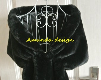 black faux fur stole wedding bridal faux fur wrap shawl stole wedding wrap stole bridal shawl