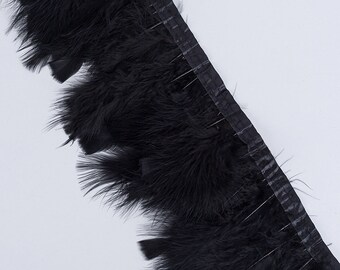 2 meters black turkey feather fringe marabou feather trim #24