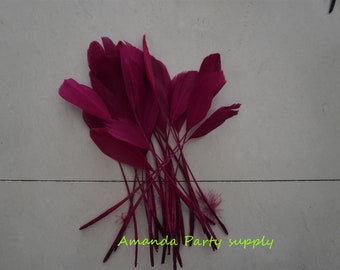 20 colors 100 pcs burgundy stripped goose Feathers trimmed goose Round Quill Feathers craft supply