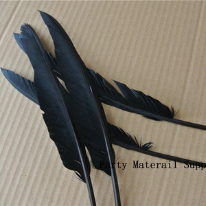 100 pcs black Turkey Feathers Turkey Quill Feathers 12inch long for halloween costume supply