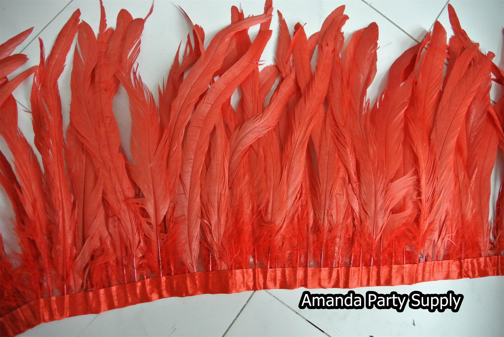 T010315-10-PK Red 6-8'' Stripped Coque Feathers -72PC