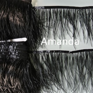 10 yards black ostrich feather trim ostrich feather fringe ostrich feather for sewing craft supply