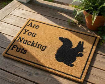 Funny Welcome Mat, Coir Doormat for Birthday Gift, Squirrel Lover Outdoor Home