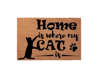 Home Where My Cat Is, Front Porch Welcome Mat, Kitten Doormat