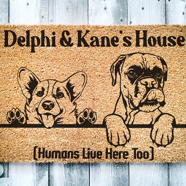 Where Humans And Dogs Belong - Personalized Custom Doormat main image 0