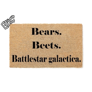 Doormat Bears. Beets. Battlestar Galactica The Office Front Door Mat Cute Doormat Outdoor Decor Funny Gift Moving Gift House Warming 5028**