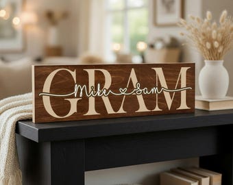 Personalized Gram Sign, Gift For Grandma, Mothers Day Gift, Grandma Personalized Nana Sign, Grandparent Mom, Gifts For Nana