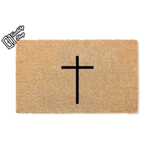 Doormat Cross Doormat Christian Easter Christmas Welcome Mat Unique Gift Cute Doormat New Home Gift Home Decor Catholic Crucifix  5181**