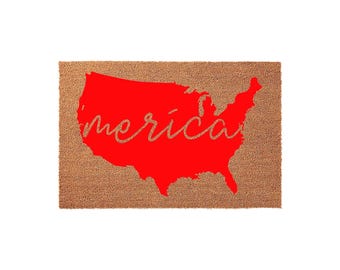 Paillasson patriotique, tapis de bienvenue USA, drôle de paillasson Merica, décor du 4 juillet, tapis en fibre de coco personnalisé sur la porte d'entrée de la fête de l'indépendance