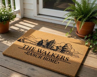 Personalized Last Name Welcome Mat, Coir Doormat for Housewarming New Home Closing Gift Wedding