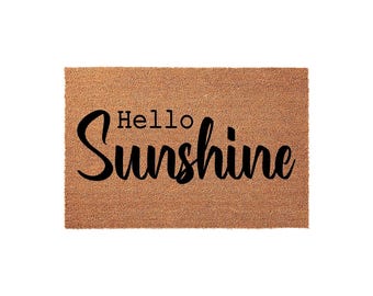 Hello Sunshine Welcome Mat, Coir Doormat for Housewarming, New Home Gift, Anniversary Birthday