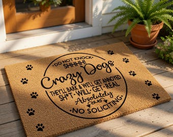 Funny Dog Welcome Mat, Coir Doormat for Birthday Christmas, No Soliciting Front Door Lover Gift