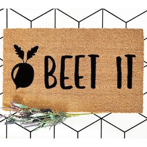 Capacho Beet It, tapete de boas-vindas, capacho engraçado, capacho para porta de entrada, presente de inauguração, porta de entrada, presentes engraçados 5970**