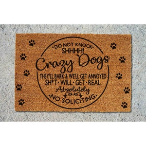 Felpudo ¡No llames! ¡Perros locos! Felpudo de bienvenida, divertido, decoración del hogar, regalo de cierre, alfombra, regalo para casa nueva, regalo único 5467**