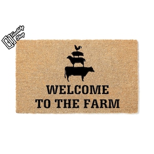 Doormat Welcome To The Farm Welcome Mat Doormats Monogram Mat Gifts For Her Front Porch Entry First House Homeowner Home Decor 5851**