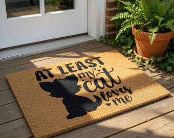 Funny Cat Welcome Mat, Coir Doormat for Pet Lovers, Closing Gift New Homeowner, Housewarming