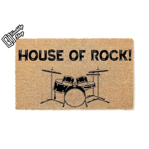 Funny Doormat - House of Rock! - Welcome Mat - Home Gift - First House Gift - Funny Mat - New Homeowner - Door Mat - Farmhouse Decor 3472**