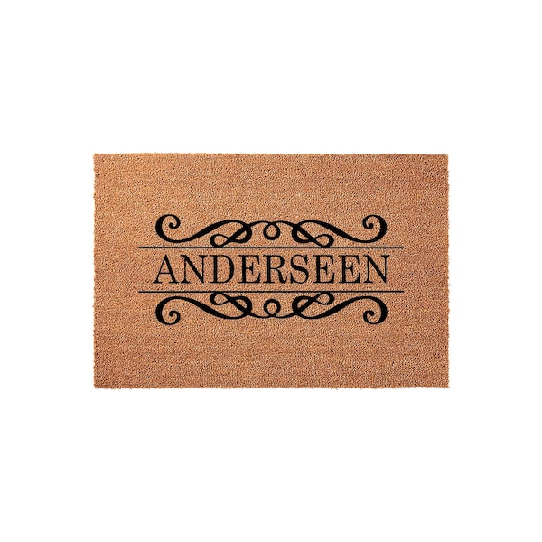 Personalized Last Name Welcome Mat, Coir Doormat for Wedding Anniversary, Custom Family Gift